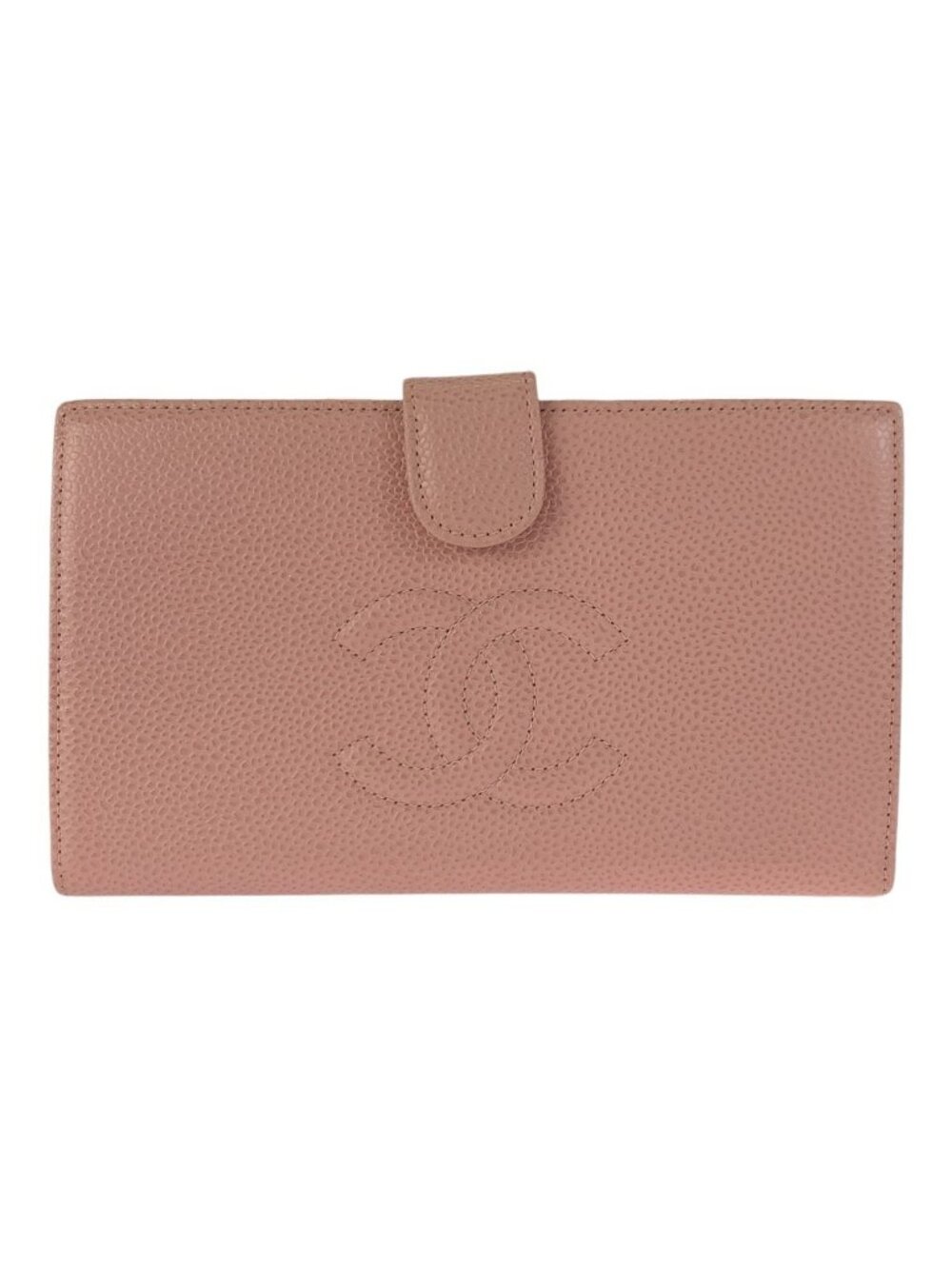 Chanel Vintage CC Logo Pink Gold Leather Wallet